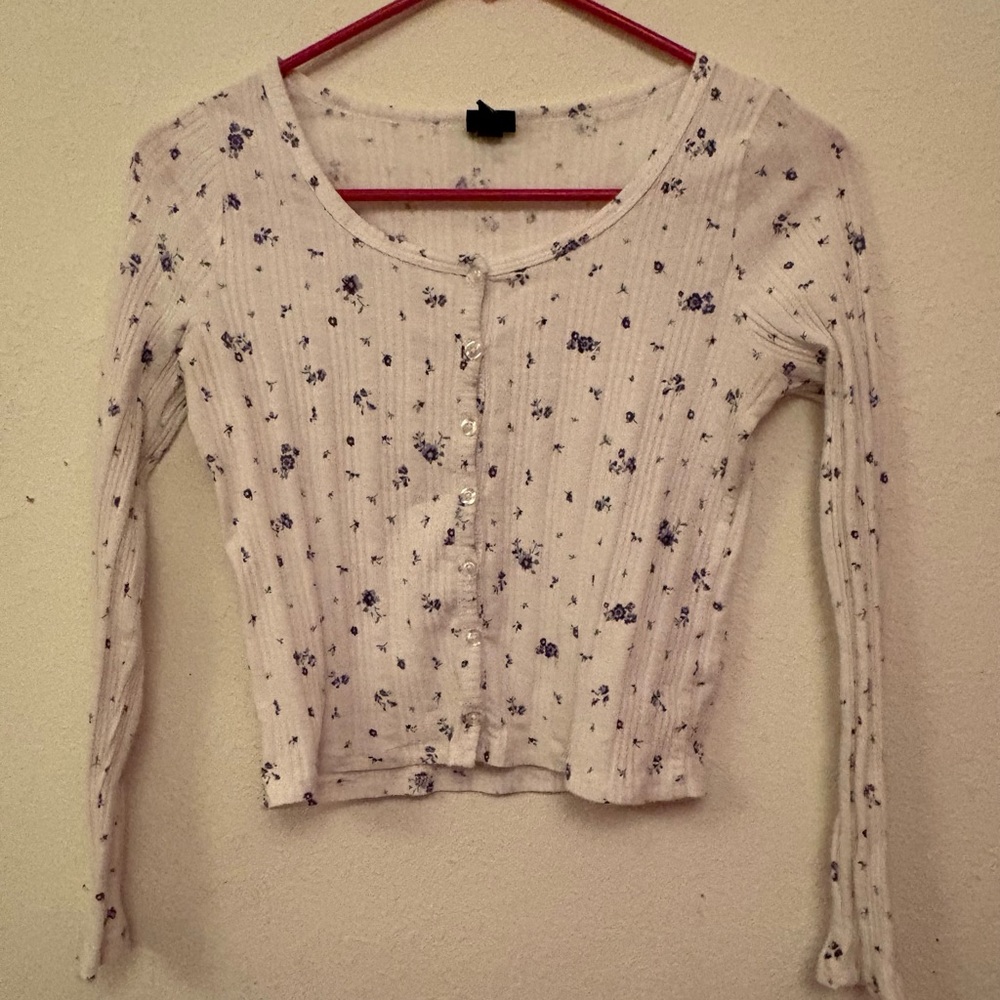 Floral White and blue Women's Top